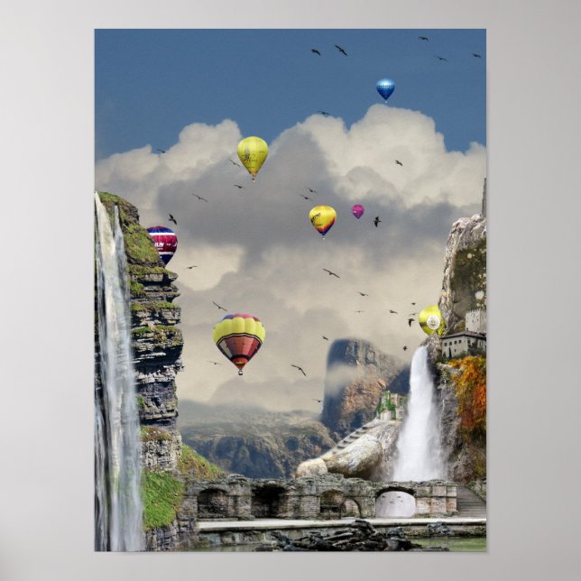 Fantasy hot air balloon art poster (Vorne)