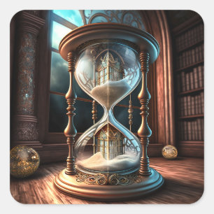 Fantasy Hourglass Quadratischer Aufkleber