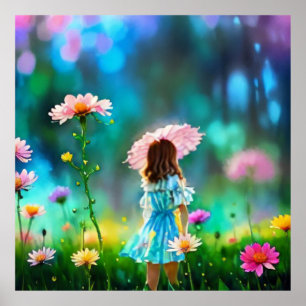 *~ Fantasy Hübsch AP56 Little Girl Riesen-Blume Poster