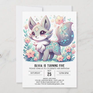 Fantasy Hübsch Wolf Digital Geburtstag Einladung