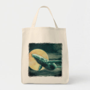 Fantasy Humpback Whale Fliegt zur Mond-Tasche Tragetasche