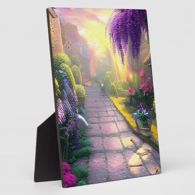 Fantasy Hütte Garden Path Tabletop Fotoplatte (Seite)