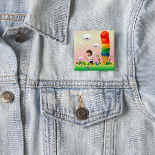 Fantasy Ice Cream Cone mit Happy Running Boy Button