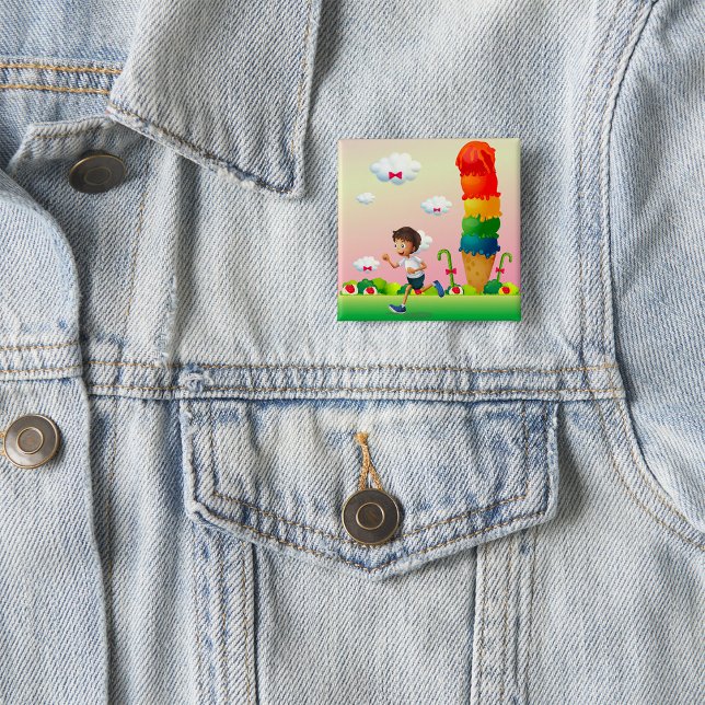 Fantasy Ice Cream Cone mit Happy Running Boy Button (Von Creator hochgeladen)