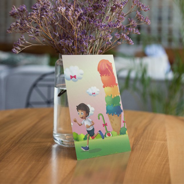 Fantasy Ice Cream Cone mit Happy Running Boy Einladung (Von Creator hochgeladen)