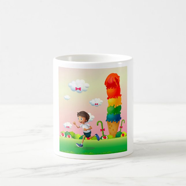 Fantasy Ice Cream Cone mit Happy Running Boy Kaffeetasse (Von Creator hochgeladen)