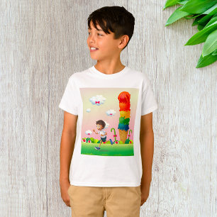 Fantasy Ice Cream Cone mit Happy Running Boy T-Shirt