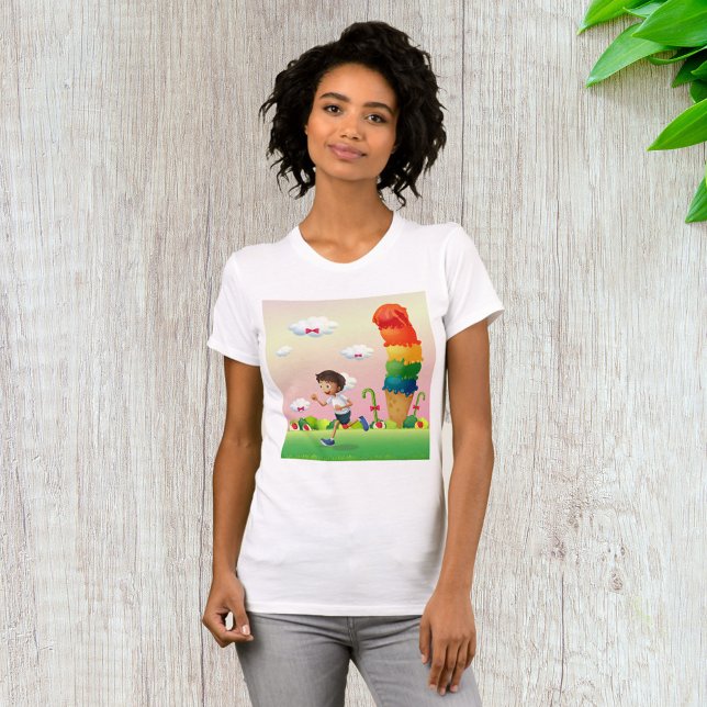 Fantasy Ice Cream Cone mit Happy Running Boy T-Shirt (Von Creator hochgeladen)