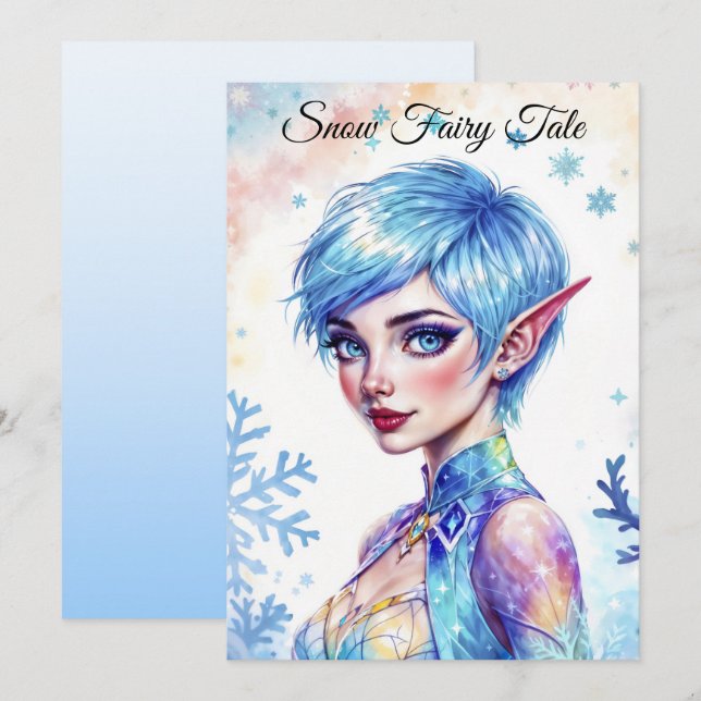 Fantasy ice elf Winter magische Schneeflocke Kunst Einladung (Vorne/Hinten)
