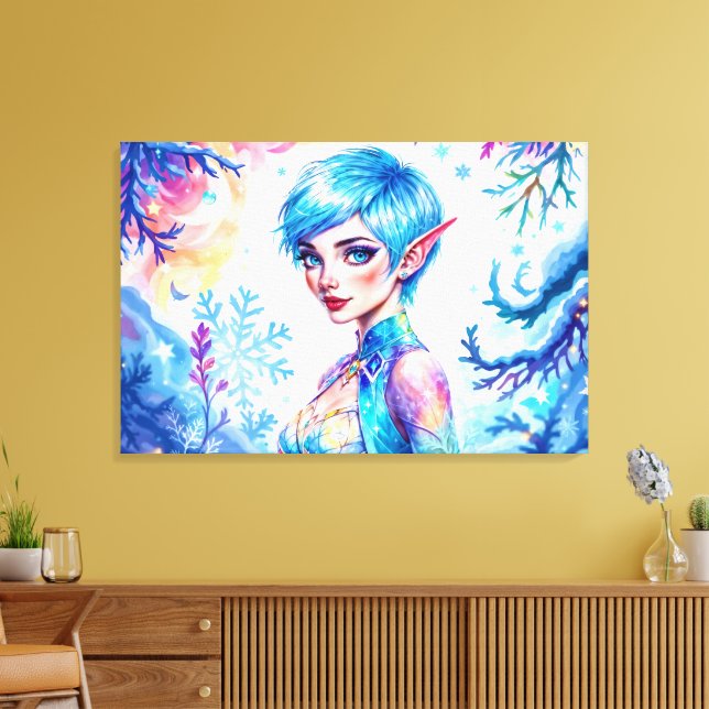 Fantasy ice elf Winter magische Schneeflocke Kunst Leinwanddruck (Insitu (Wohnzimmer))