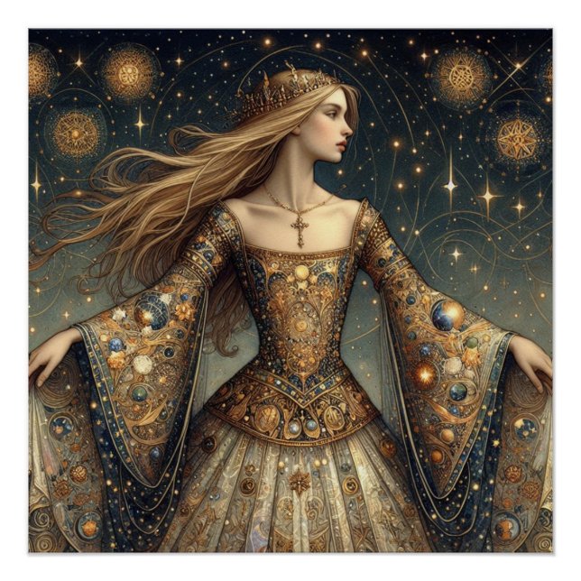 Fantasy-Illustration der Prinzessin Poster (Vorderseite)