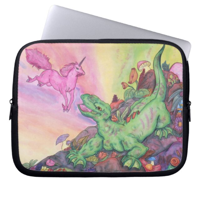 Fantasy Illustration Lizard Pink Flying Unicorn Laptopschutzhülle (Vorderseite)