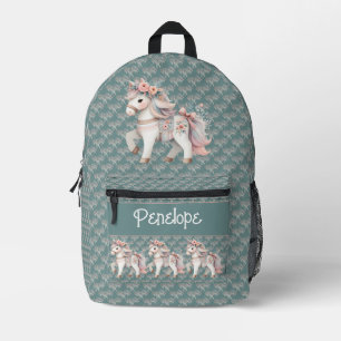 Fantasy Illustration von Floral Pastel Horse Bedruckter Rucksack
