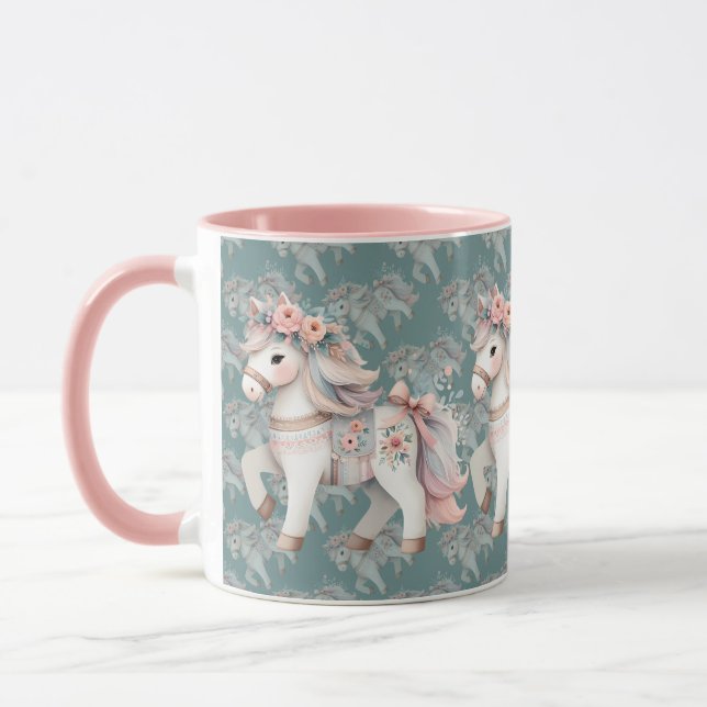 Fantasy Illustration von Floral Pastel Horse Tasse (Links)