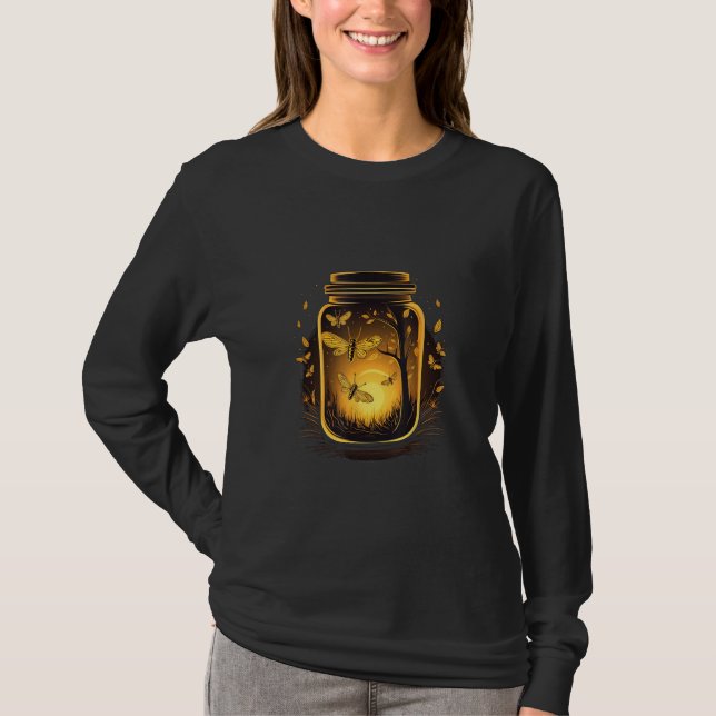 Fantasy Jar with glowing Insects for dreaming summ T-Shirt (Vorderseite)