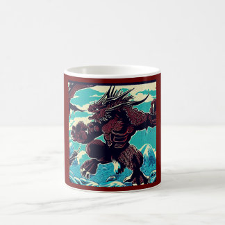 Fantasy Kaiju Anime - Holzschnitt 3 Kaffeetasse