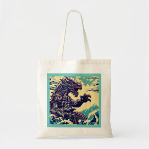 Fantasy Kaiju Anime - Holzschnitt 4 Tragetasche