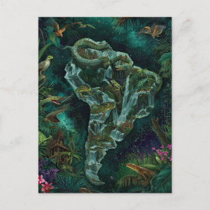 Fantasy-Karte der südamerikanischen Dschungel-Wild Postkarte
