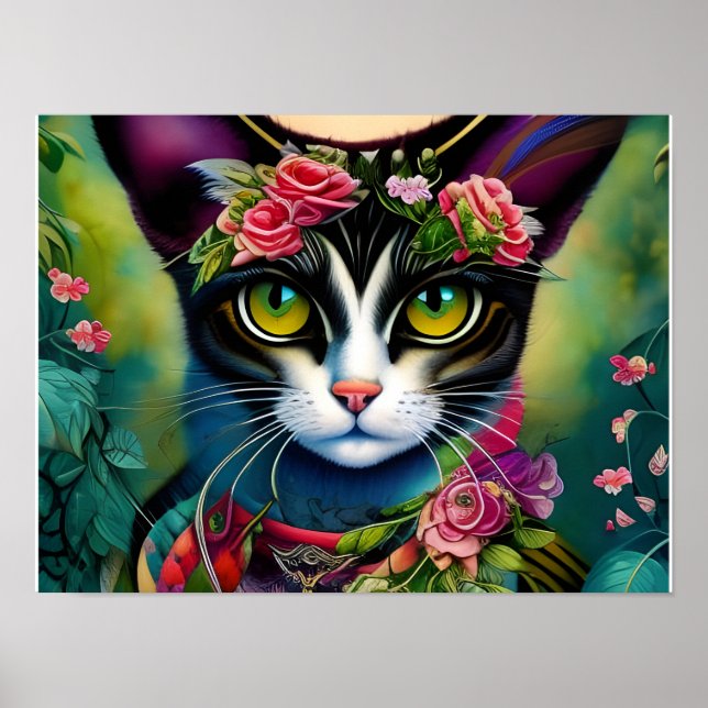 Fantasy-Katzen-Wandkunstposter Poster (Vorne)