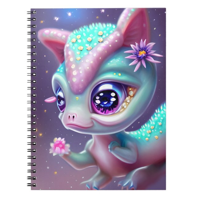 Fantasy Kawaii niedlich und bezaubernd Baby Dinosa Notizblock (Vorderseite)