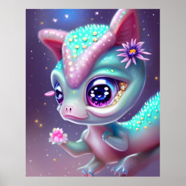 Fantasy Kawaii niedlich und bezaubernd Baby Dinosa Poster