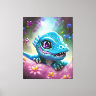 Fantasy Kawaii süßer und niedlicher Baby-Drache Leinwanddruck