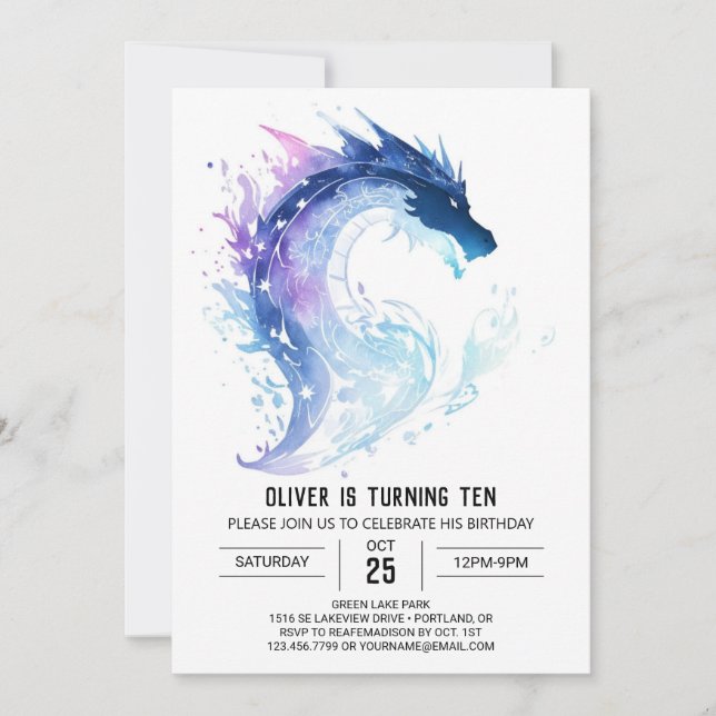 Fantasy Kids Dragon Adventure Geburtstag Einladung (Vorderseite)