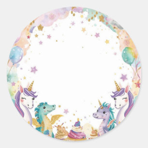 Fantasy-Kinder-Geburtstags-Aufkleber Watercolor Ei Runder Aufkleber