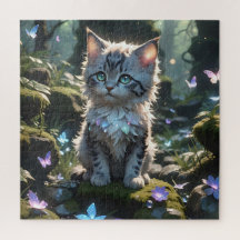 Fantasy Kitty mit Schmetterlingen Puzzle