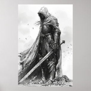 Fantasy Knight Illustration in the Style of Ian Mi Poster