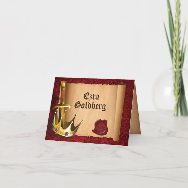 Fantasy Knight Medieval Bar Mitzvah Vielen Dank Dankeskarte (Vorderseite)