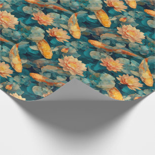 Fantasy-Koi-Teich leuchtende Koi-Fische Lotusblume Geschenkpapier