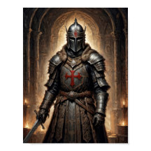 Fantasy-Kreuzzugskrieger in geheimer Krypta