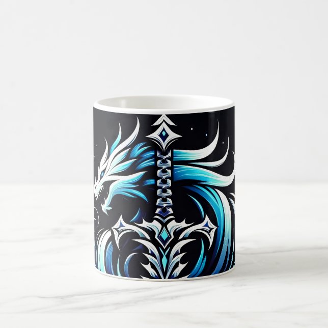 Fantasy-Krieger-Mystischer-Drachenschwert-Flamme Kaffeetasse (Mittel)