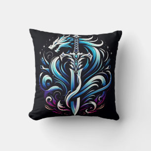Fantasy-Krieger-Mystischer-Drachenschwert-Flamme Kissen