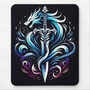 Fantasy-Krieger-Mystischer-Drachenschwert-Flamme Mousepad