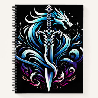 Fantasy-Krieger-Mystischer-Drachenschwert-Flamme Notizbuch