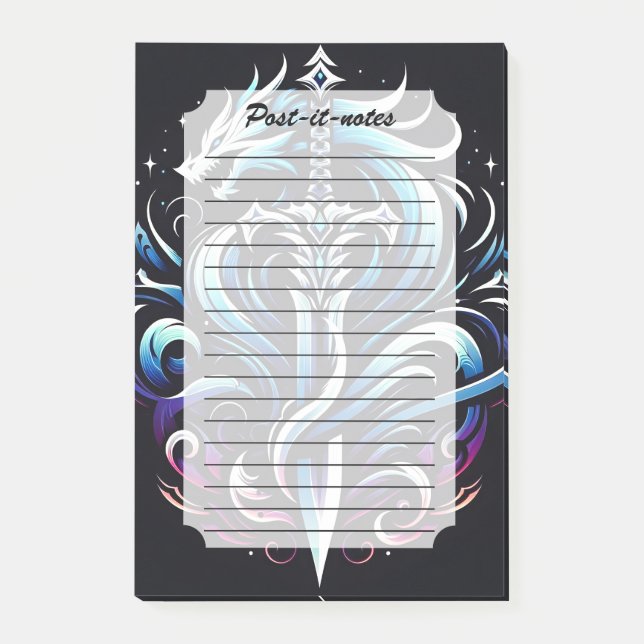 Fantasy-Krieger-Mystischer-Drachenschwert-Flamme Post-it Klebezettel (Vorderseite)