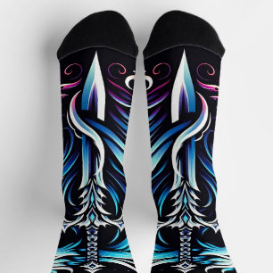 Fantasy-Krieger-Mystischer-Drachenschwert-Flamme Socken