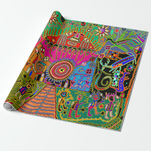 Fantasy Kuna Indian Mola Tribal Ritual Gift Wrap Geschenkpapier