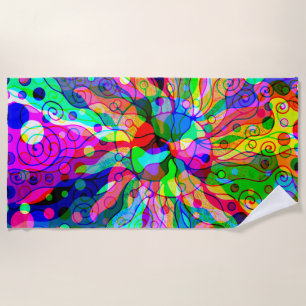 Fantasy-Kunst skizzieren - Abstrakte Neon-Verschie Strandtuch