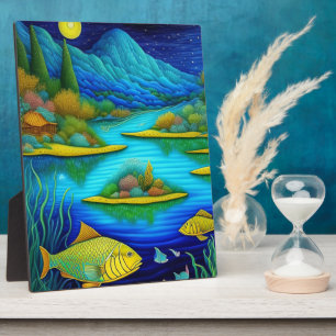 Fantasy Lake Fish Art Tabletter Fotoplatte
