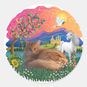 Fantasy Land (ff) - Maine Coon Katze (rot) Runder Aufkleber