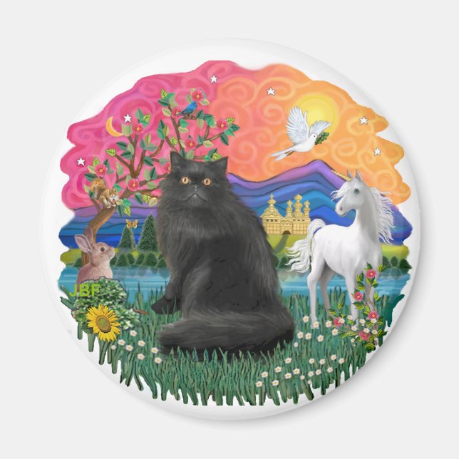 Fantasy Land (ff) - Persische Katze (schwarz) Magnet (Vorne)