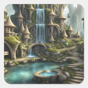 Fantasy Lands Quadratischer Aufkleber