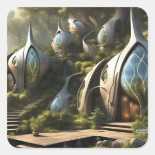 Fantasy Lands Quadratischer Aufkleber