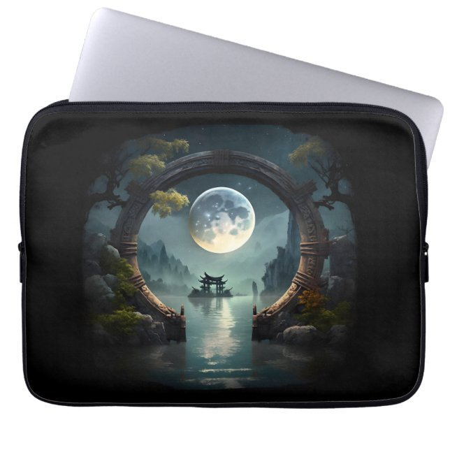 Fantasy Landscape Moon, Round Arch Laptopschutzhülle (Vorderseite)