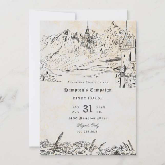 Fantasy Landscape Role Playing Game Kampagne Einladung (Vorderseite)