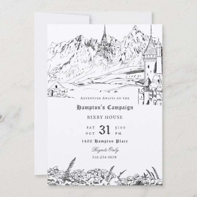 Fantasy Landscape Role Playing Game Kampagne Einladung (Vorderseite)