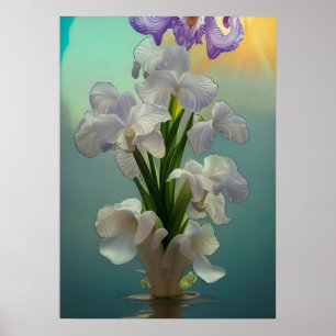 Fantasy Large White Iris Poster